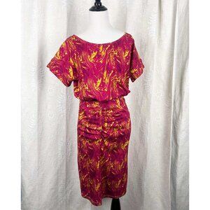 The Kit Cerise Swirl In midi dress